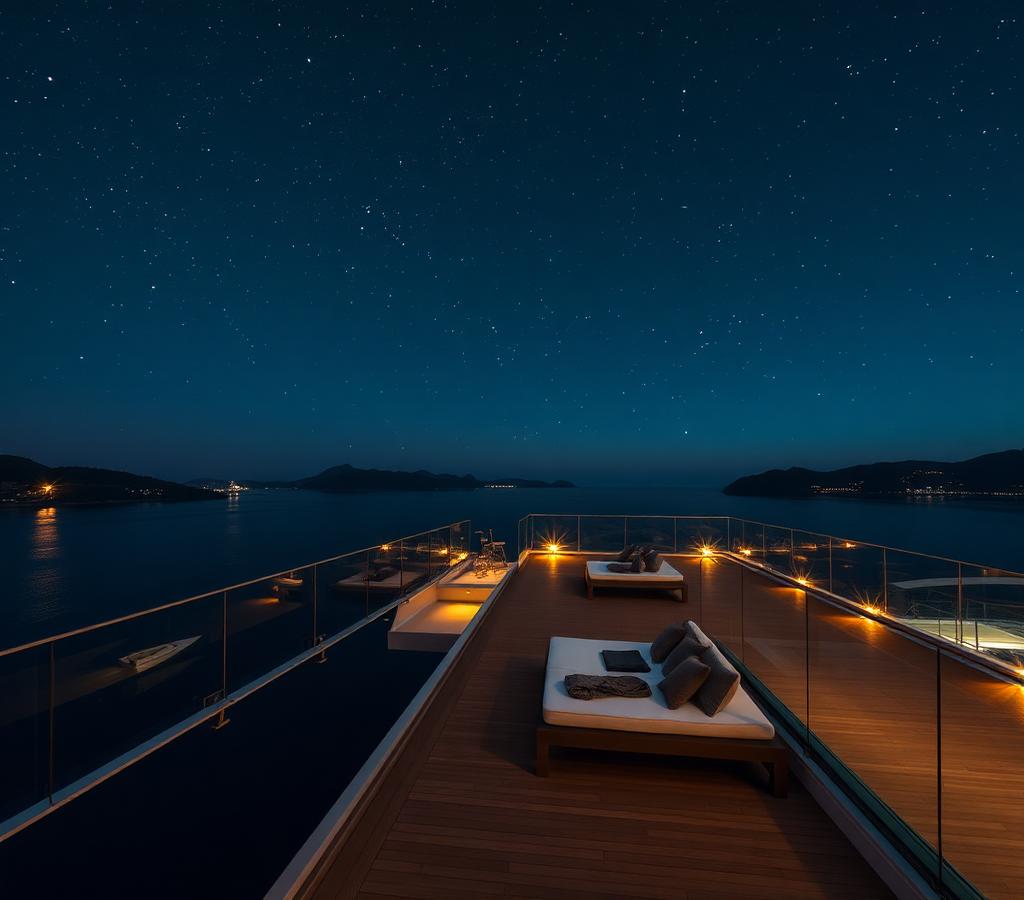 Rooftop terrace at night